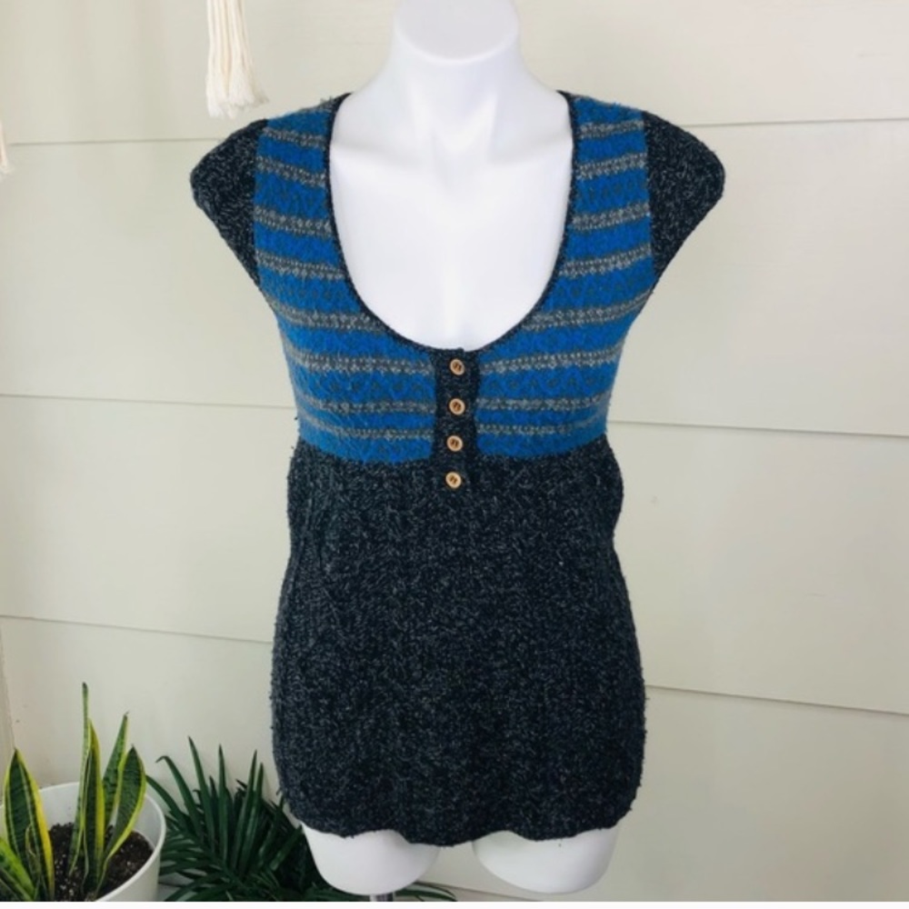 Free People Wool Short Sleeve Sweater